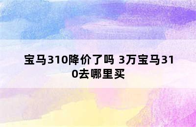 宝马310降价了吗 3万宝马310去哪里买